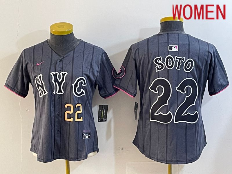 Women New York Mets #22 Soto Black City Edition 2024 Nike MLB Jersey style 5->women mlb jersey->Women Jersey